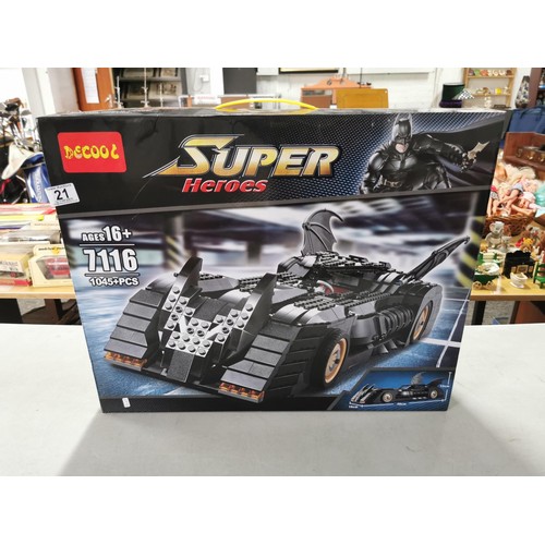 21 - Decool Superheroes Batman Bat Mobile Lego style blocks