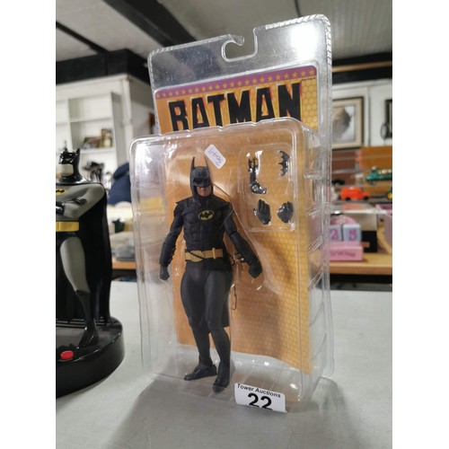 22 - Batman alarm clock and Batman action figure new & sealed with accessories.