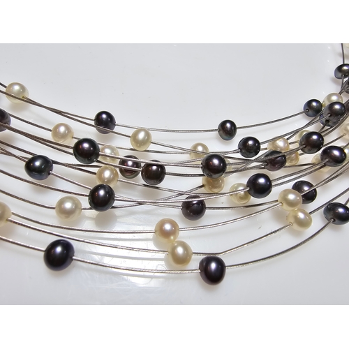 295 - Stunning hallmarked 18ct white gold multi strand pearl necklace by Isle Of Wight Pearl (Millennium R... 