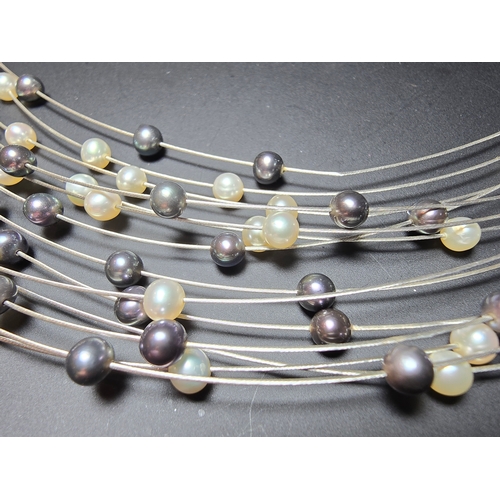 295 - Stunning hallmarked 18ct white gold multi strand pearl necklace by Isle Of Wight Pearl (Millennium R... 