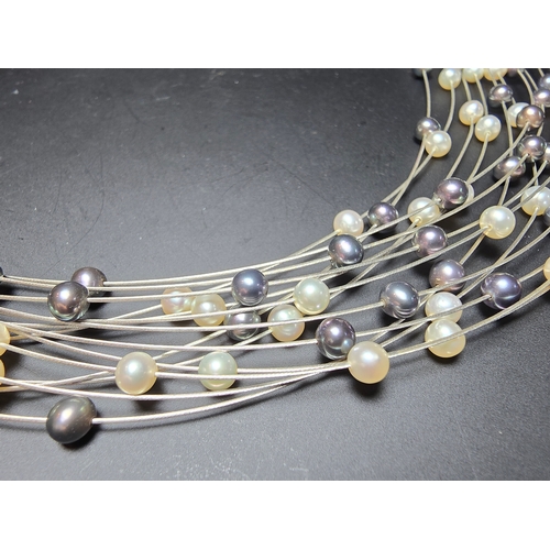 295 - Stunning hallmarked 18ct white gold multi strand pearl necklace by Isle Of Wight Pearl (Millennium R... 