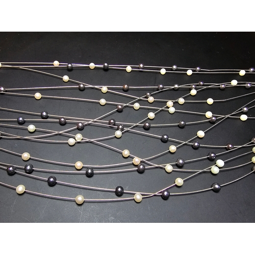 295 - Stunning hallmarked 18ct white gold multi strand pearl necklace by Isle Of Wight Pearl (Millennium R... 