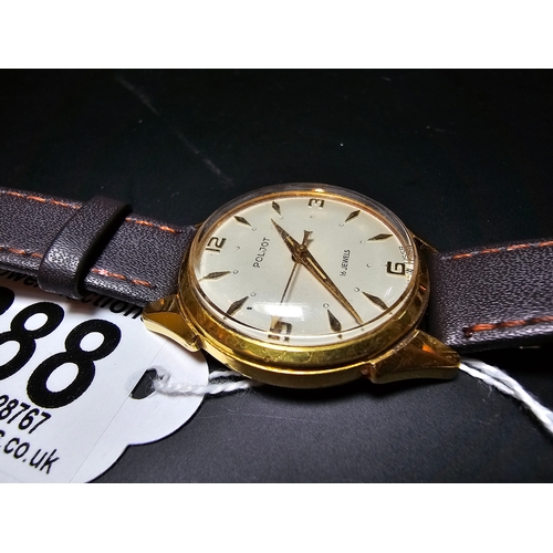 288 - An attractive Poljot 16 jewel mechanical gents watch with leather strap. The watch is in excellent c... 