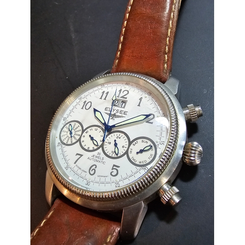 286 - A good 35 jewel Automatic gents chronograph watch by Elysee (Dusseldorf Germany) with day, date and ... 