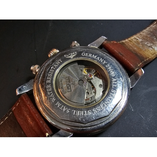 286 - A good 35 jewel Automatic gents chronograph watch by Elysee (Dusseldorf Germany) with day, date and ... 