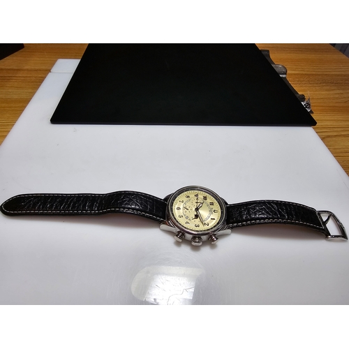 287 - An attractive gents Bulova C860868 chronograph quartz watch on a good clean Bulova black leather str... 