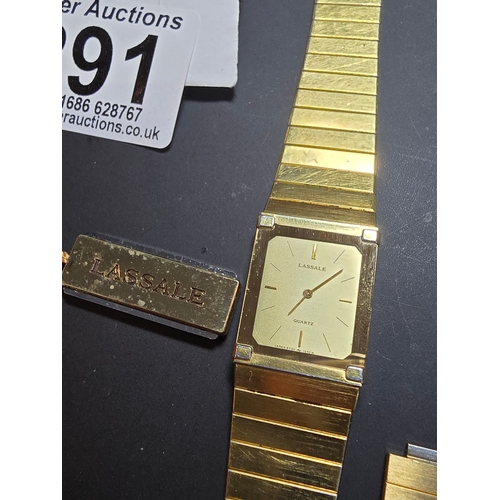 291 - Very attractive slim design gold tone unisex quartz watch by Lassale (Seiko) from the 1980's which i... 