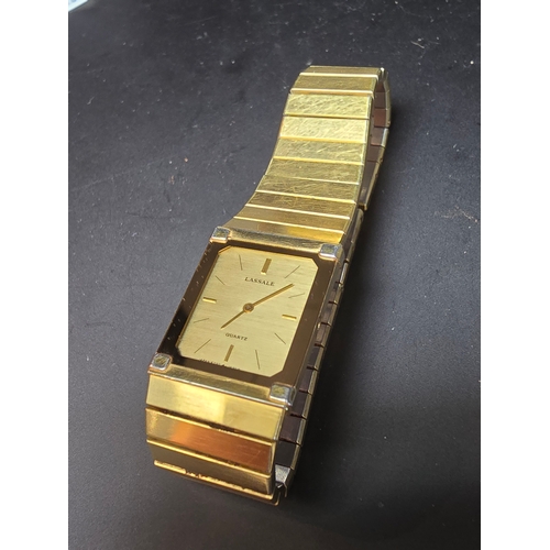 291 - Very attractive slim design gold tone unisex quartz watch by Lassale (Seiko) from the 1980's which i... 