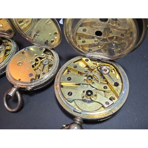 292 - 3x solid silver fob watches, all with ornate designs. All the pocket watches are untested and one is... 