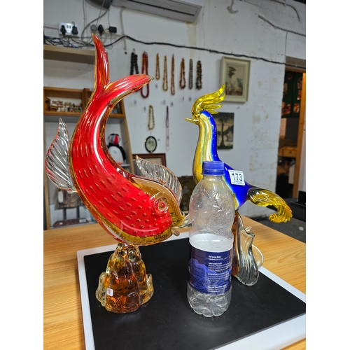 173 - 2x large and impressive Genuine Murano Venetian Glass figures to include a large red fish figure wit... 