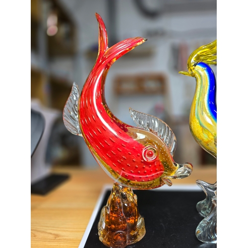 173 - 2x large and impressive Genuine Murano Venetian Glass figures to include a large red fish figure wit... 