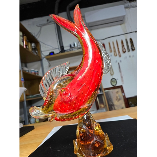 173 - 2x large and impressive Genuine Murano Venetian Glass figures to include a large red fish figure wit... 