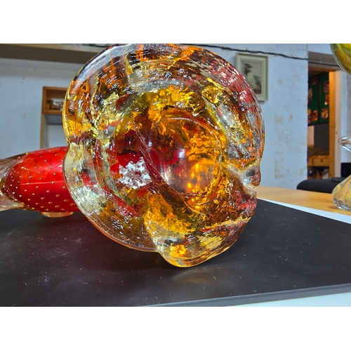 173 - 2x large and impressive Genuine Murano Venetian Glass figures to include a large red fish figure wit... 