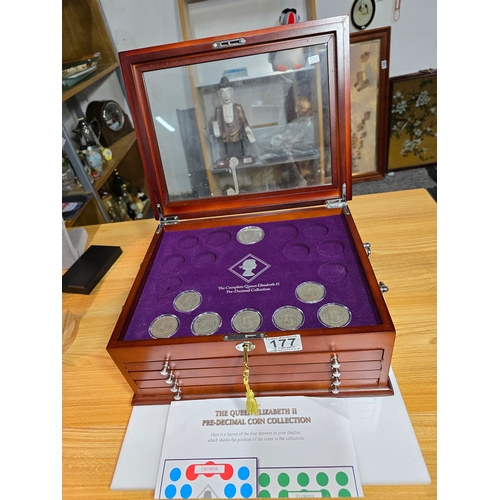 177 - A part complete collection of the Queen Elizabeth II Pre-Decimal Coin Collection. All fitted in a ni... 