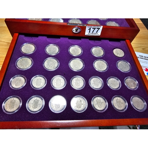 177 - A part complete collection of the Queen Elizabeth II Pre-Decimal Coin Collection. All fitted in a ni... 