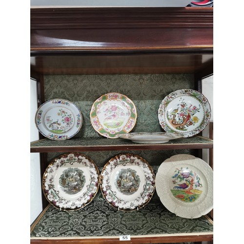 55 - A quantity of 7x collectable picture plates including some which are hand painted to include Mintons... 