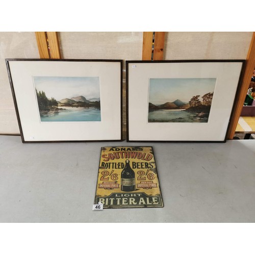 46 - 2x Antique signed limited edition framed and glazed copper planted prints on paper - titled 