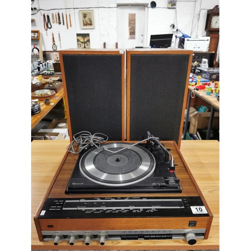 10 - A HMV stereo system with a Garrard 5-300 turntable complete with speakers.