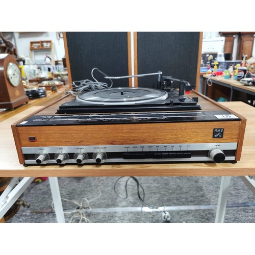 10 - A HMV stereo system with a Garrard 5-300 turntable complete with speakers.