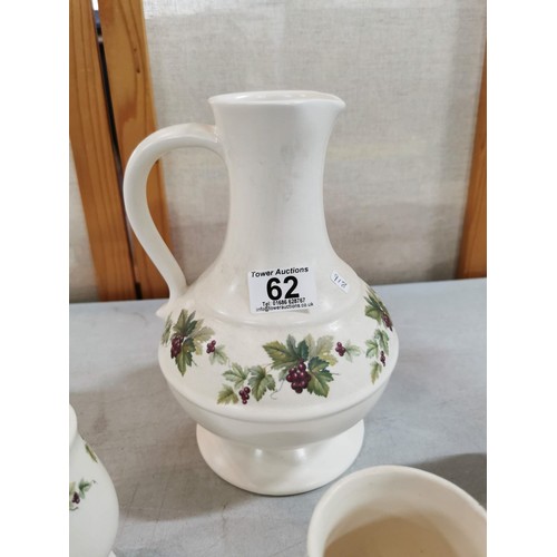 62 - Prinknash water jug with 6 matching goblets all in good order with no chips or cracks with grape vin... 