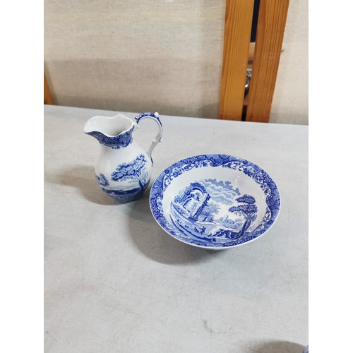 70 - Quantity of blue and white Spode china pieces to include large and small ewer and basin, large and s... 