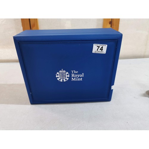 74 - Good quality Royal Mint blue storage box along with a small quantity of collectables inc a antique T... 