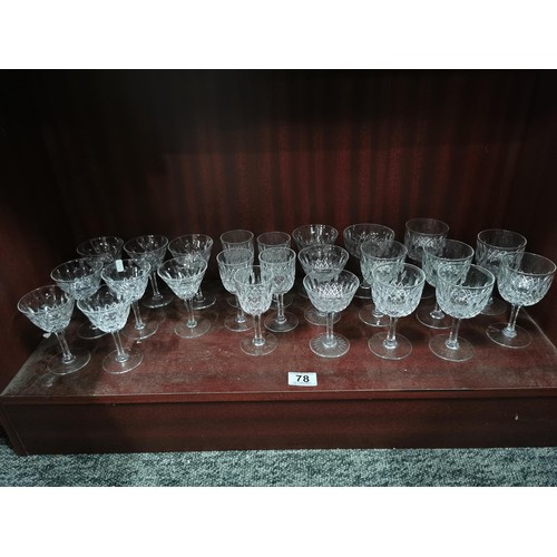 78 - Large quantity of Thomas Webb cut glass crystal glass ware inc 7x red wine glasses, 5x sherry glasse... 