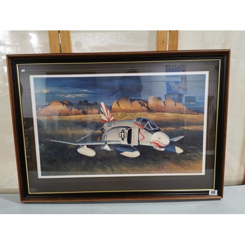 88 - Large framed and glazed signed print titled 'Sierra Hotel' of an F-4N of Navy Squadron VF-111, signe... 