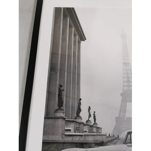 93 - Framed and glazed print of a Delahaye 175 car from the 1947 Paris Motor Show, with the Eiffel tower ... 