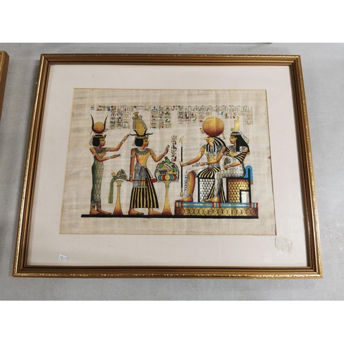 99 - 6x framed & glazed hand painted Egyptian Papyrus pictures, inc geese scene, Partridge in a pear tree... 