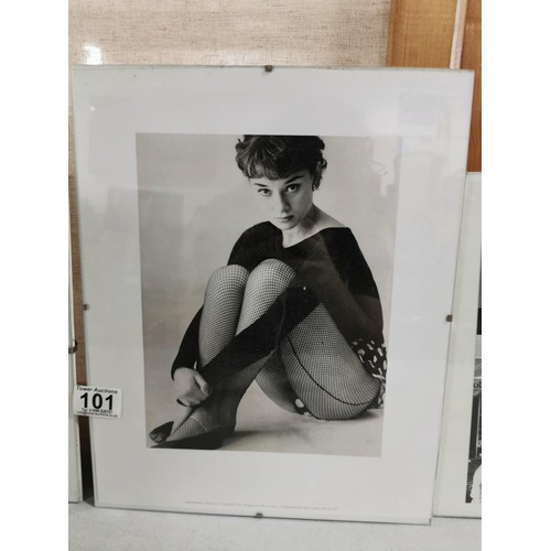 101 - Collection of 3x clip framed prints inc Audery Hepburn by The  National Portrait Gallery, a Willy Ro... 