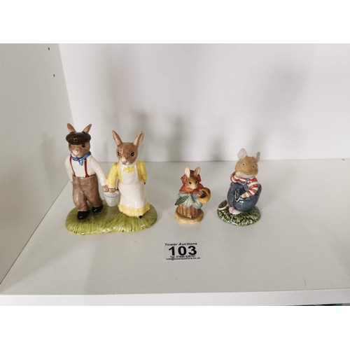 103 - Small quantity of 3x collectable figurines inc a Royal Doulton ceramic two person set of Jack and Ji... 