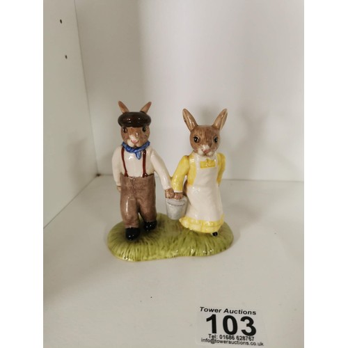 103 - Small quantity of 3x collectable figurines inc a Royal Doulton ceramic two person set of Jack and Ji... 