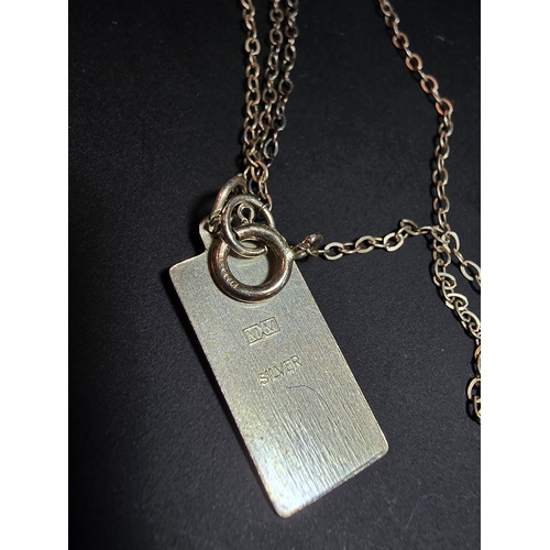 257 - Vintage 925 Silver St Christopher pendant in rectangular form set on a long 20' 925 silver chain, in... 