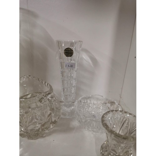 108 - Large collection of glassware items inc a pressed glass ships decanter, nibbles dish, 2x cut glass c... 