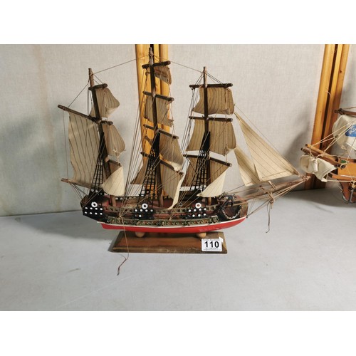 110 - 2x wooden ship ornaments very well detailed both standing on display stands inc Santa Maria 1492 and... 