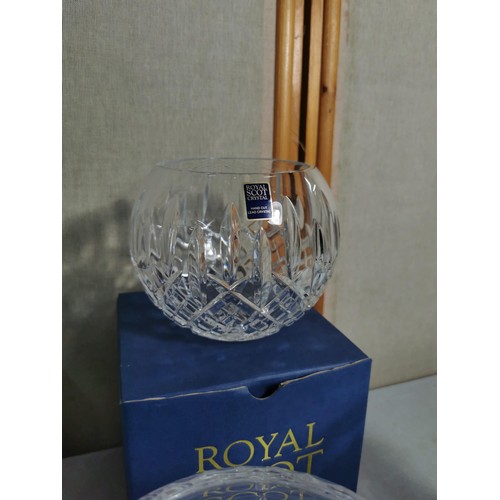 112 - Collection of cut glass crystal ware inc a Royal Scottish Crystal bowl in original box, a pair of Ro... 