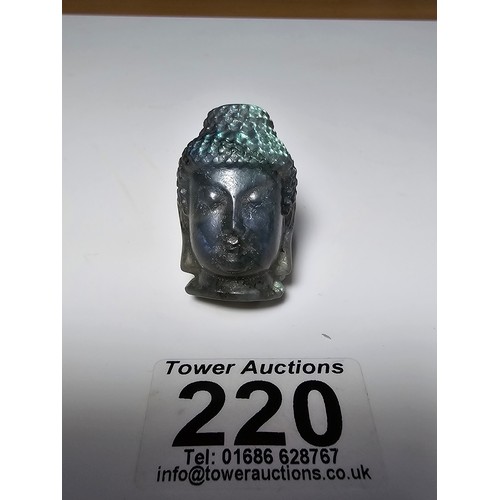 220 - A stunning natural labradorite well carved Buddha head figure presenting beautiful flashing natural ... 