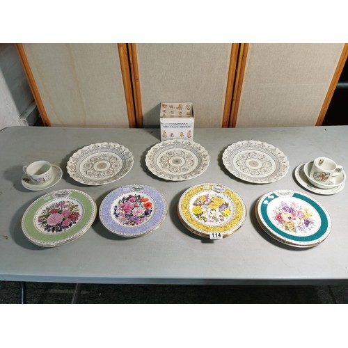 114 - Collection of 17x collectable plates inc 14x RHS Royal Doulton Chelsea Flower Show plates depicting ... 