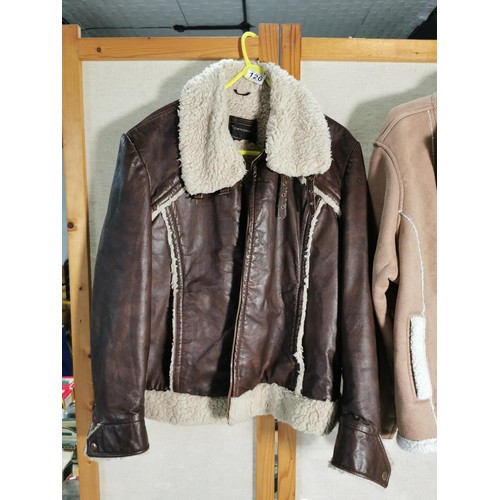 126 - Good quality leather sheepskin coat by Town Craft along with a Isle XL sheepskin ladies coat in good... 