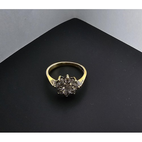 230 - A good quality vintage gold plate on hallmarked sterling silver dress ring inset with 9 rock crystal... 