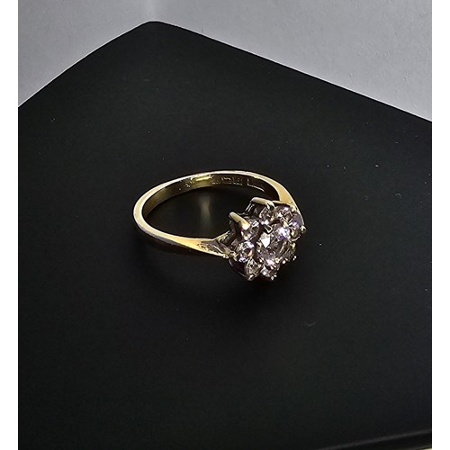 230 - A good quality vintage gold plate on hallmarked sterling silver dress ring inset with 9 rock crystal... 