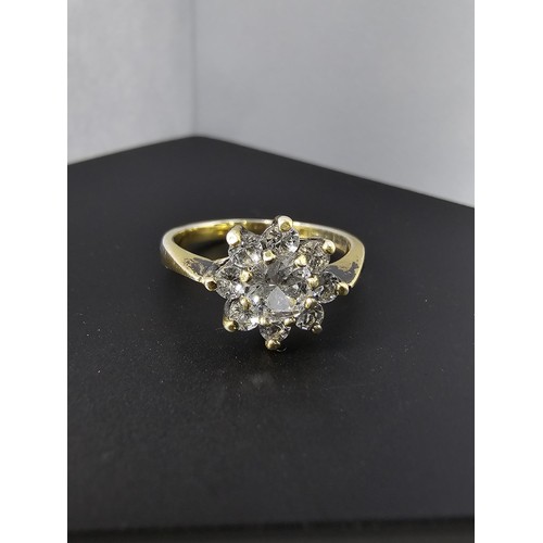 230 - A good quality vintage gold plate on hallmarked sterling silver dress ring inset with 9 rock crystal... 