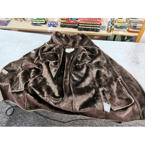 130 - Good quality Orvis size large faux sheepskin coat  in good overall condition.