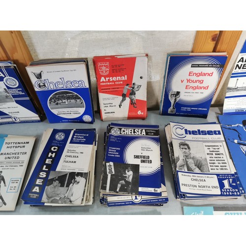 134 - Large collection of vintage of Chelsea football programmes dating from 1946-1947 season along with o... 