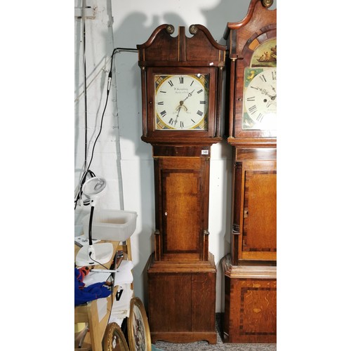 140 - An antique 30hr mahognay long case / Grandfather clock with painted dial, chain driven, complete wit... 