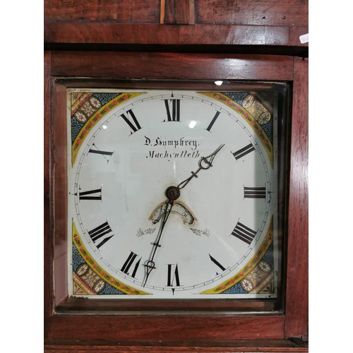 140 - An antique 30hr mahognay long case / Grandfather clock with painted dial, chain driven, complete wit... 