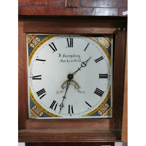 140 - An antique 30hr mahognay long case / Grandfather clock with painted dial, chain driven, complete wit... 