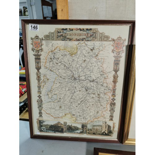 146 - Collection of 5x framed and glazed prints inc a copy of a vintage map of the Champagne and Bourgogne... 