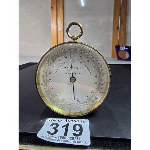 319 - A good quality brass holosteric barometer by HPBN (Pertuis Hulot Bourgeois Naudet), in excellent loo... 